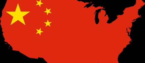 Flag map of America with the Chinese flag on it by DrRandomFactor/Wikimedia Commons