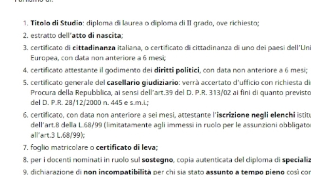 documenti obbligatori e non neoassunti