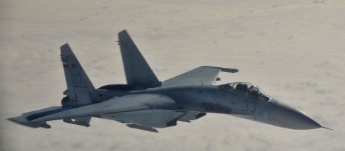 A Russian SU-27 Sukhoi in mid-flight. Source;commons.wikimedia.org