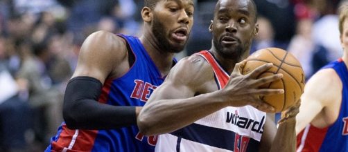 Emeka Okafor tries to rebound with the Philadelphia 76ers/ photo by Keith Allison via Flickr