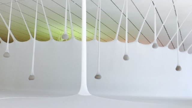 Ernesto Neto, "Two columns for one bubble light", installazione (2007) - particolare
