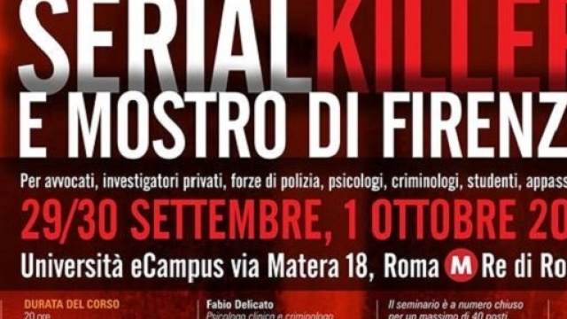 Seminario serial killer e mostro di firenze universit&agrave; ecampus settembre 2017 fonte foto: https://www.nerocrime.com