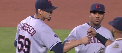 Carlos Carrasco recorded 14 strikeouts in Thursday's win by the Indians over the Twins. [MLB/YouTube screencap]