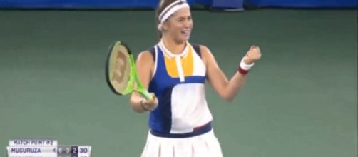 Ostapenko got past Muguruza in Wuhan blockbuster/ [Tennis TV / YouTube screencap]