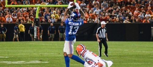 Odell Beckham Jr. catching a pass - Erik Drost via Wikimedia Commons