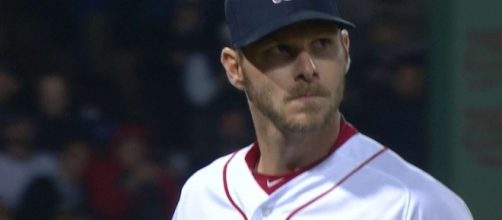 Chris Sale is on the mound for the Boston Red Sox as he tries to get his first win against New York on Sunday. [Image via MLB/YouTube]