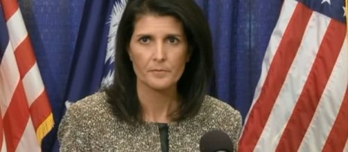 US Ambassador Haley. http://18694-presscdn.pagely.netdna-cdn.com/wp-content/uploads/2017/04/Nikki-Haley-the-U.S.-envoy-to-the-United-Nations.jpg