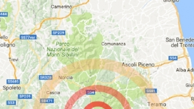 epicentro del terremoto in centro Italia