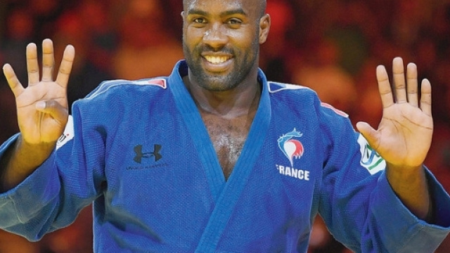Teddy Riner lors de sa victoire &agrave; Budapest. Cr&eacute;dit photo : Philippe Millereau