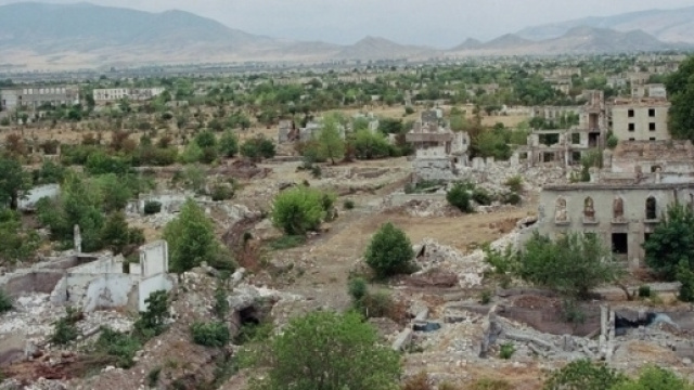 La citt&agrave; di Agdam, nel Nagorno-Karabakh ai giorni nostri.