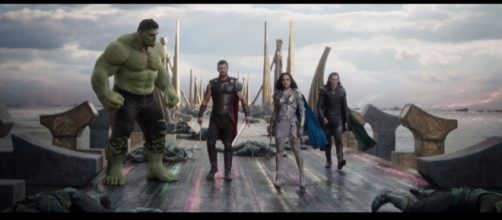 Chris Hemsworth as Thor and his 'team' of 'Revengers,' from 'Thor: Ragnarok.' / from 'YouTube' screen grab