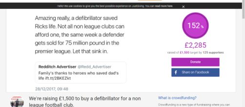 Paul Smith has managed to raise over &pound;2000 to provide life-saving defibrillators to football clubs that cannot afford them.