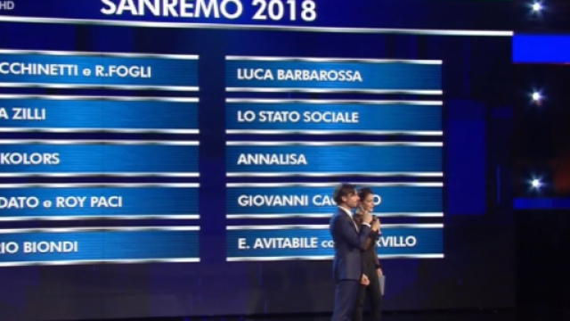Festival di Sanremo 2018, Big in gara, elenco cantanti