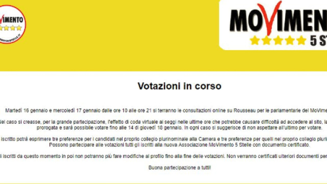 La Schermata dell'Associazione Movimento 5 Stelle che d&agrave; indicazioni sulle modalit&agrave; di voto