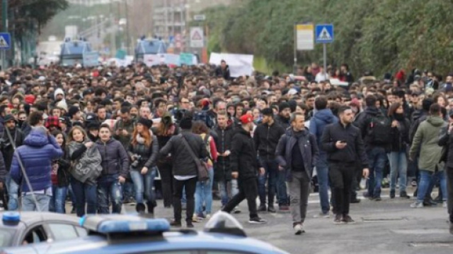 Concentramento del corteo di stamattina a Napoli