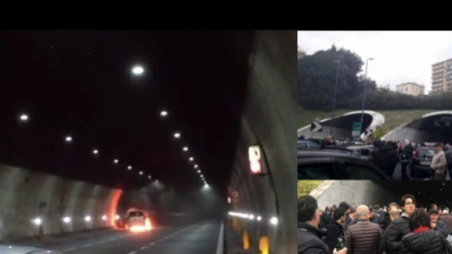Paura sulla Tangenziale di Napoli auto in fiamme nella Galleria Vomero