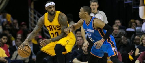 LeBron congratulates Westbrook - (Image Credit: NBA/YouTube screencap)