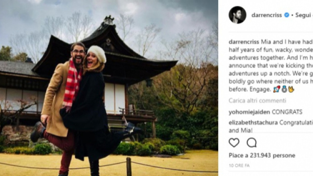Darren Criss, l'attore de L'assassinio di Gianni Versace, con la fidanzata su Instagram