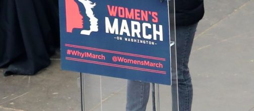 Scarlett Johansson addresses the Women's March in Los Angeles [image via commons.wikimedia.org]