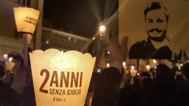 "2 anni senza Giulio". Fiaccolata a Piazza Montecitorio (Roma)