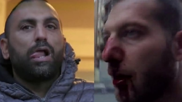 Roberto Spada e a sinistra Daniele Piervincenzi