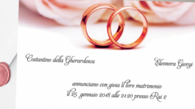 L'invito al matrimonio degli sposi Costantino e Eleonora (via Twitter - Rai 2)