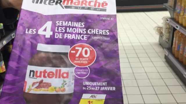 Nutella con il 70% di sconto: la promozione della catena di supermercati Intermarch&eacute; ha mandato i francesi fuori di testa.