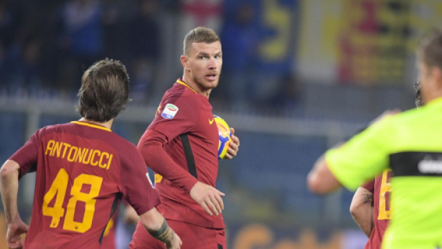 Edin Dzeko e Mirko Antonucci (fonte: AS Roma)