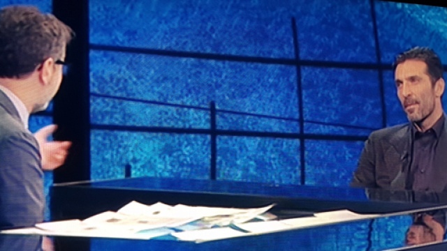 Gigi Buffon ospite di Fabio Fazio a "Che Tempo che fa' per i suio 40 anni (fonte RAI 1)