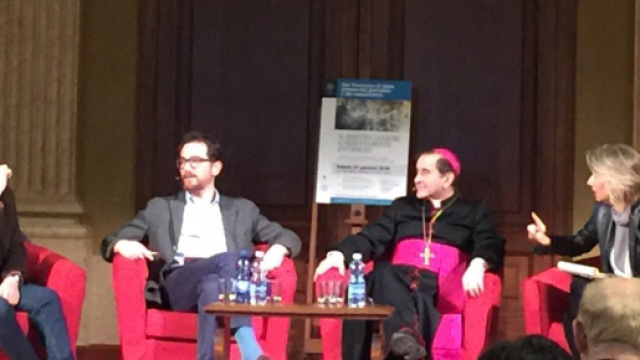 Nell'ordine: Daniele Bellasio, Marco Alfieri, mons. Mario Delpini, Tiziana Ferrario.