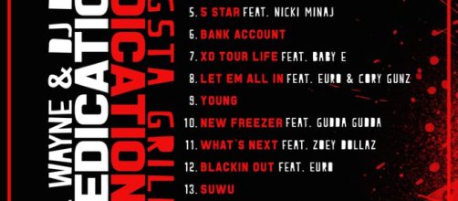 Dedication 6 mixtape Tracklist Image Via Twitter/@LilTunechi