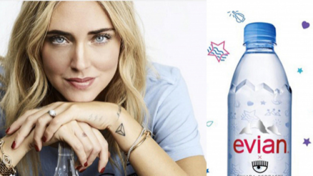 Pioggia di polemiche per la bottiglietta d'acqua Evian, sponsorizzata da Chiara Ferragni.