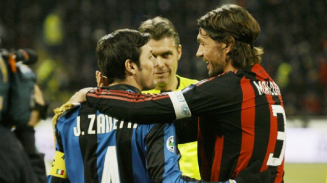 Javier Zanetti e Paolo Maldini, i recordmen di presenze al derby di Milano