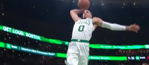 Boston's Jayson Tatum helped lead his team to a win on opening night. - [NBA / YouTube screencap]