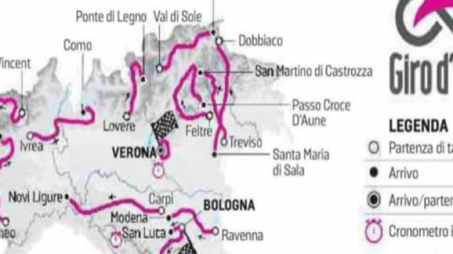 La parte finale del percorso del Giro d'Italia 2019: l'arrivo sar&agrave; a Verona