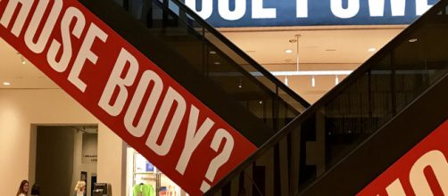 Barbara Kruger empowers words with text-art called Whose Power? Whose Body? Whose beliefs? {Imagine Source anokarina Flickr]