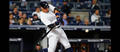 Yankees star Aaron Judge got his team on the board early with a two-run shot in the AL Wild Card game. - [Antonelli Baseball / YouTube screencap]