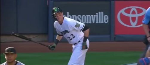 Top NL MVP candidate Christian Yelich of the Brewers came up big early in his team's 3-2 win. - [MLB / YouTube screencap]