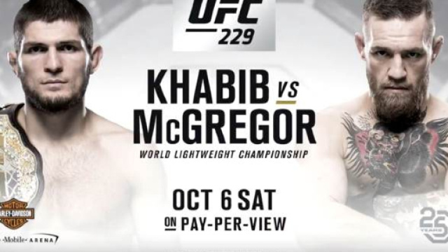Locandina dell'incontro Khabib contro McGregor - mmamania.com