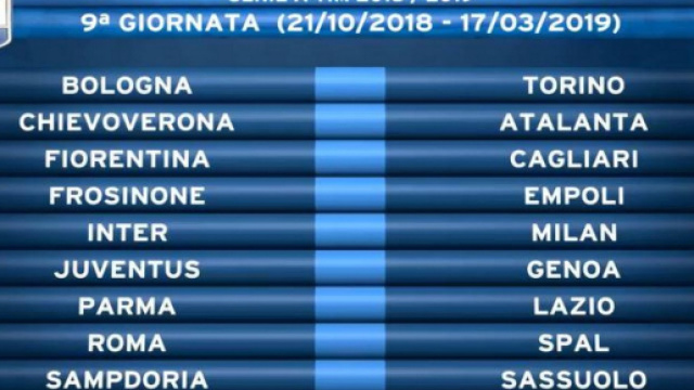 Serie A, diretta nona giornata su Sky e Dazn: c'&egrave; Inter-Milan