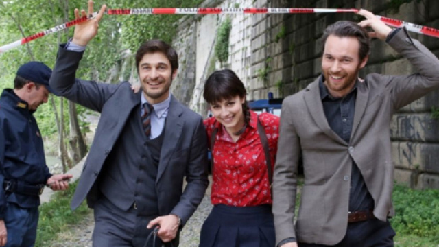 Mastronardi, Guanciale e Marchesi sul set de 'L'Allieva 2'.