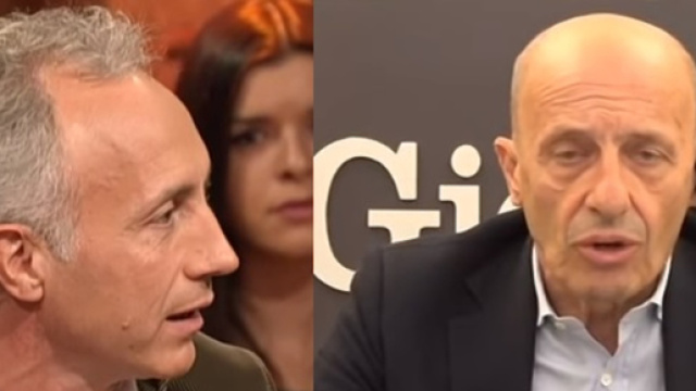Scontro tra Marco Travaglio de Il Fatto Quotidiano e Marco Sallusti de Il Giornale