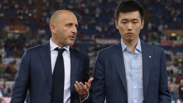 Il ds dell'Inter, Piero Ausilio, con il presidente della squadra nerazzurra, Steven Zhang
