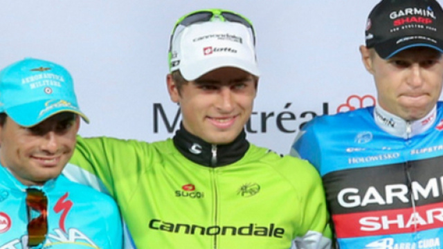 Simone Ponzi sul podio del Gp Montreal con Sagan e Hesjedal