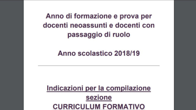 Indire, compilazione curriculum formativo