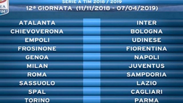 Diretta Serie A della 12esima giornata su Dazn e Sky: c'&egrave; Milan-Juventus