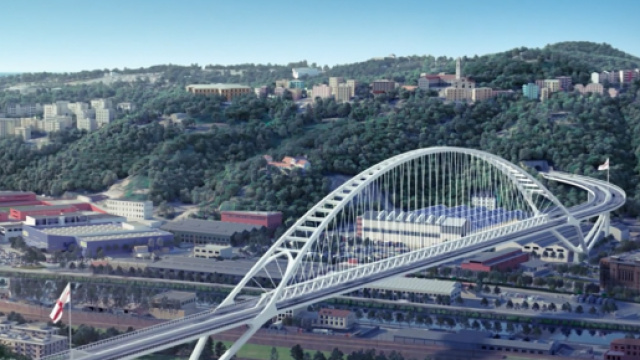 Alcune immagini tratte dal video rendering relativo alle ipotesi progettuali per la costruzione del nuovo Ponte Morandi