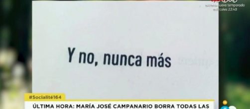 Mensaje que Mar&iacute;a Jos&eacute; Campanario ha dejado en su Facebook. / Telecinco