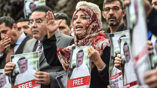 Manifestation pour retrouver Jamal Khashoggi, journaliste saoudien, avant l'annonce officielle de son assassinat
