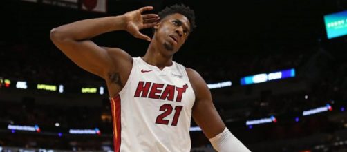 The Miami Heat's Hassan Whiteside was one block shy of an impressive triple-double. - [Chris Smoove / YouTube screencap]